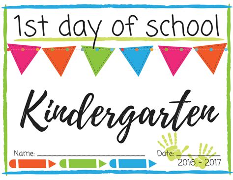 First Day Of Kindergarten Free Printables
