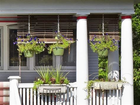 Front Porch With Hanging Basket Planters Hgtv