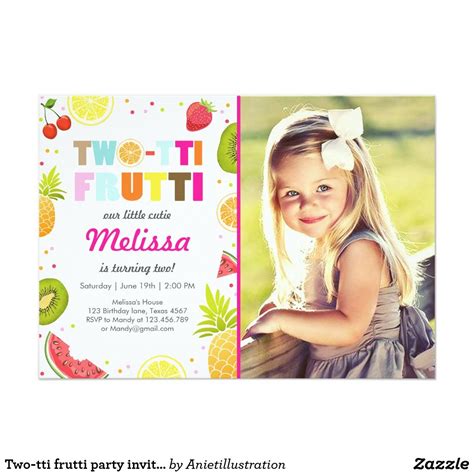 Two Tti Frutti Party Invite Tutti Fruity Birthday Zazzleca Party