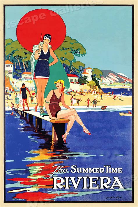 1930 The Summer Time Riviera Classic Vintage Style Travel Poster 16x24 Ebay