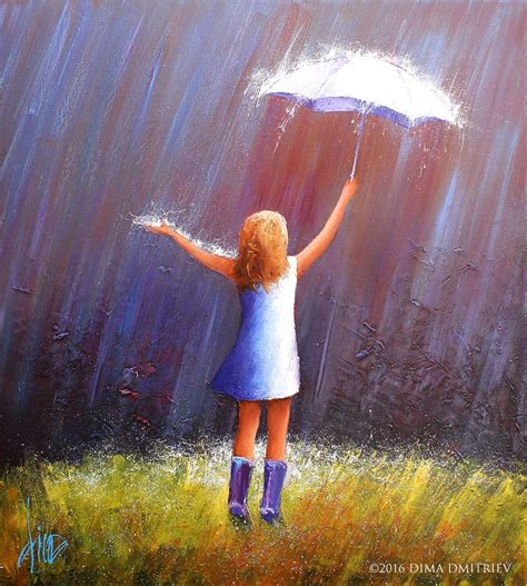 Happy Rainy Day Pintura 100x90 Cm ©2016 Por Dima Dmitriev Tela