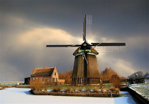 Download Netherlands Man Made Windmill Hd Wallpaper