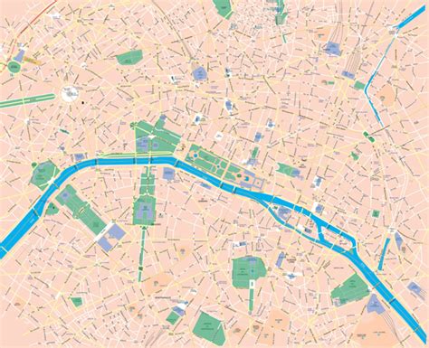 Large Scale Road Map Of Central Part Of Paris City Maps