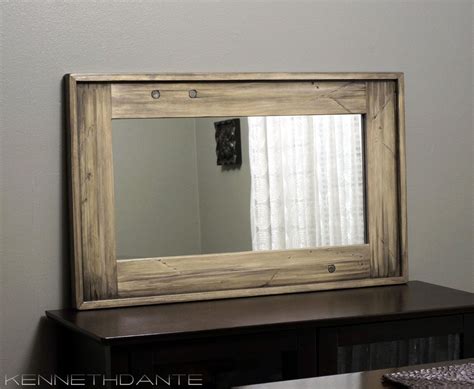 Weathered Wood Framed Mirror By Kennethdante Distressed Wood Frames