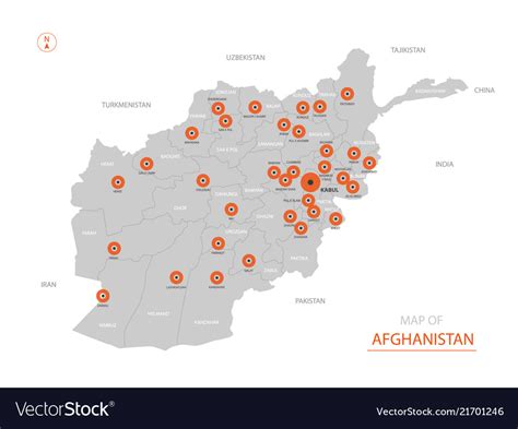 Stylized Afghanistan Map Showing Big Cities Vector Image