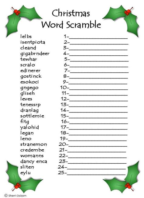 Christmas Word Scramble Game Fun Ideas Pinterest