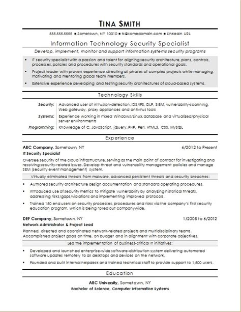 We have good news, use our professional cyber security resume example. Sample resume for an information security specialist ...