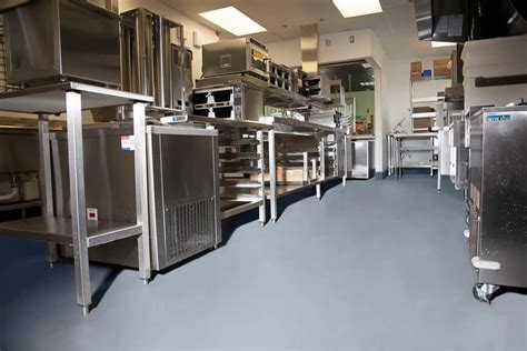 Industrial or commercial epoxy flooring costs around $2 to $10 per sq ft depending on the type of epoxy you select. Commercial Kitchen Flooring Epoxy Stained Concrete for ...