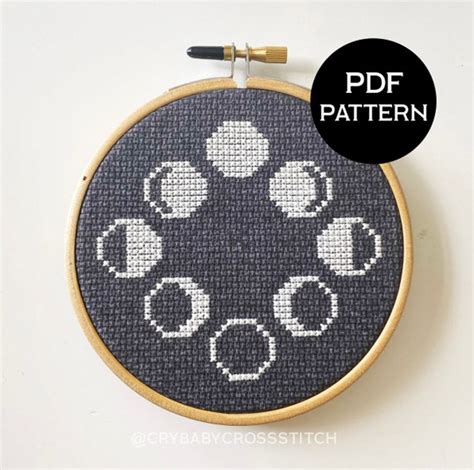 Moon Phase Cross Stitch Pattern Moon Phases Celestial Etsy