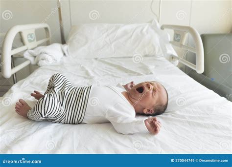 Newborn Baby Yawning In The Maternity Hospital Stock Image Image Of