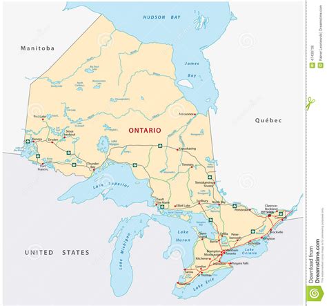 Ontario Road Map Stock Illustration Image 47430738