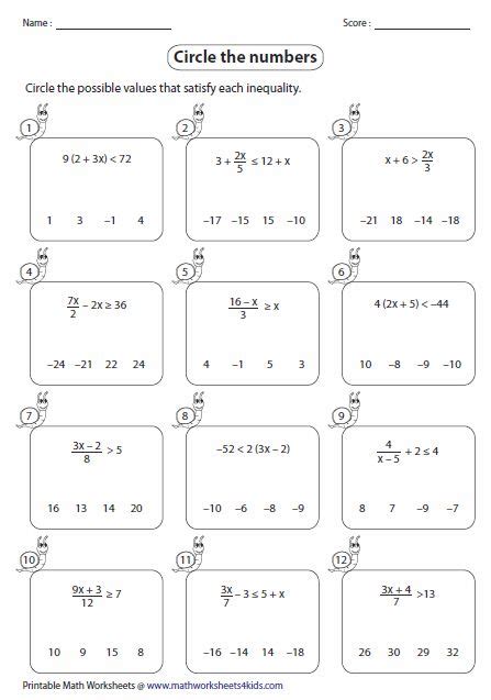 Solving inequalities is similar to solving equations as in worksheet 2.2. 6th Grade Equations And Inequalities Worksheet ...