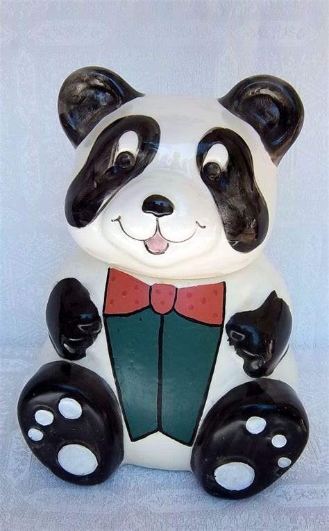 Panda Bear Cookie Jar Vintage Mid Century Home Kitchen Etsy Bear