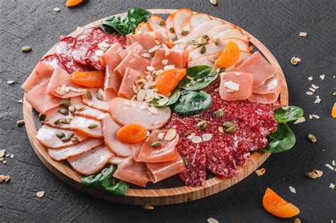 Antipasto Platter Cold Meat Prosciutto Slices Ham Beef Jerky Salami