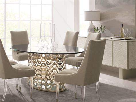 caracole classic whisper  gold    oval dining