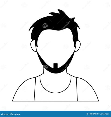 Avatar Faceless Male Profile Black And White Stock Vector Illustration Of Beard Anonymous