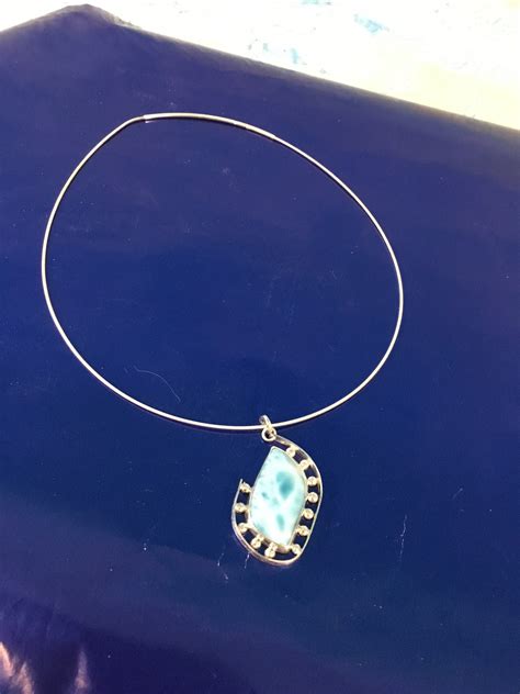 Blue Larimar Sterling Silver Necklace