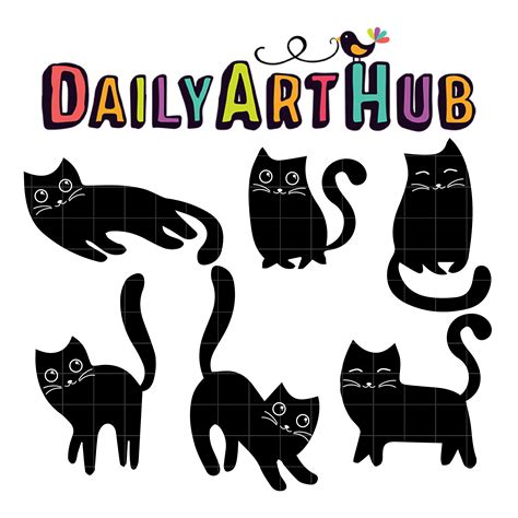 Black Doodle Cat Clip Art Set Daily Art Hub Free Clip Art Everyday