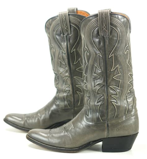 ✅ browse our daily deals for even more savings! Dan Post Men's Gray Leather Cowboy Western Boots Vintage ...