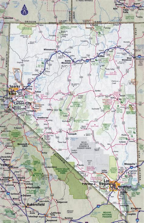 Laminated Map Large Detailed Roads And Highways Map Of Nevada State
