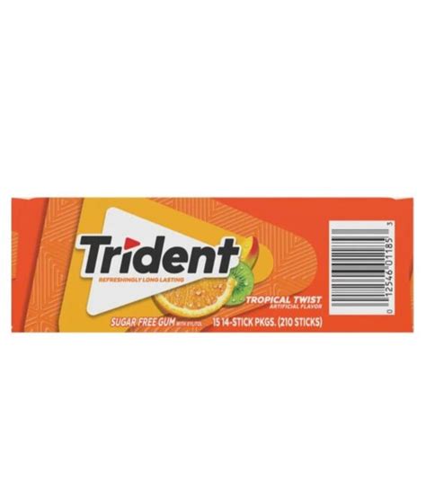 Trident Sugar Gum Tropical Twist 14 Pieces 15 Packs 210 Count Pack