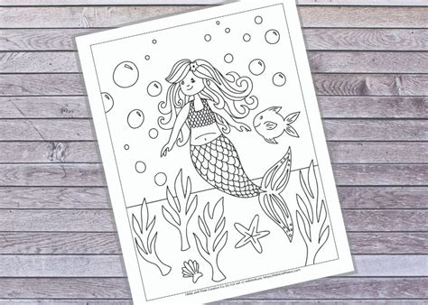 Download Free Cute Mermaid Coloring Page - Ebb and Flow Creative Co