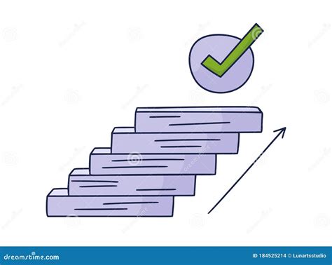 Steps Up To The Check Mark Vector Doodle Illustration Drawn By Hand