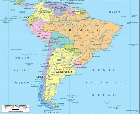 Labeled Map Of South America With Countries In Pdf