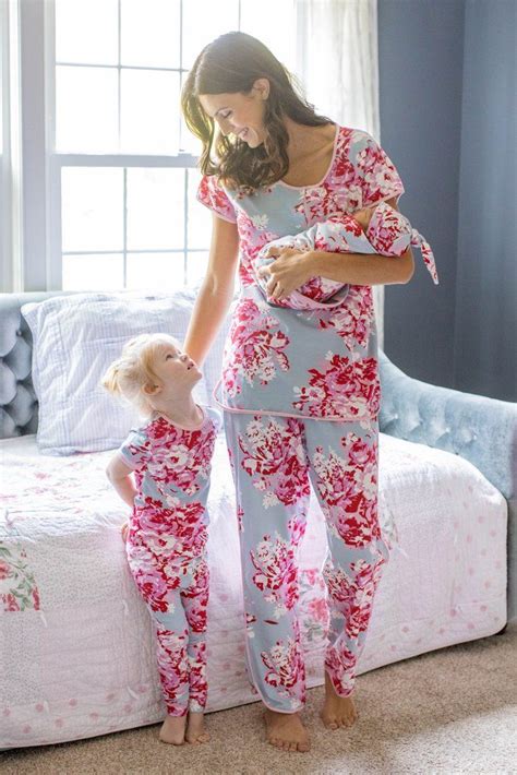 Mae Mom Pajamas And Big Sister Pajamas And Matching Swaddle Blanket Set