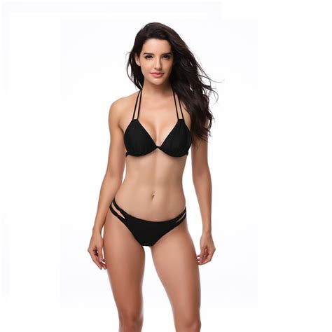 2018 hot design retro style simple model brazilian sexy binding back swimsuit bikinis halter