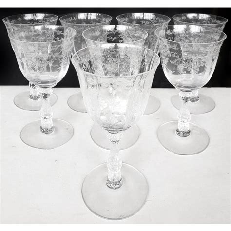 Fostoria Etched Crystal Wine Glasses Set Of 8 Chairish