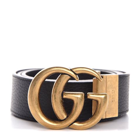 Gucci Calfskin Double G Reversible Belt 105 42 Black Brown 314787