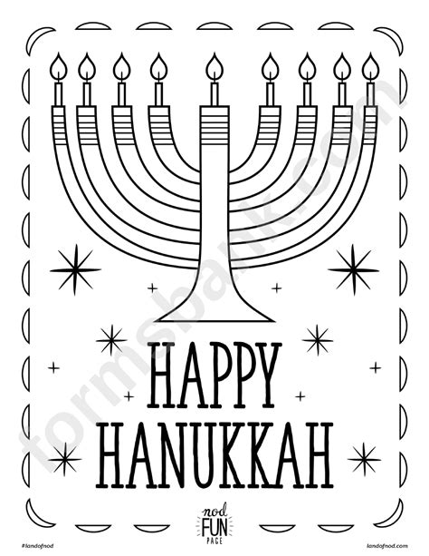 Happy Hanukkah Coloring Sheet Printable Pdf Download