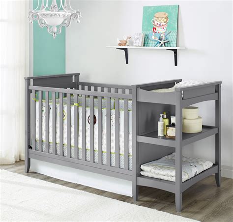 Baby Relax Emma 2 In 1 Convertible Crib And Changing Table Combo Gray Changing Tables At