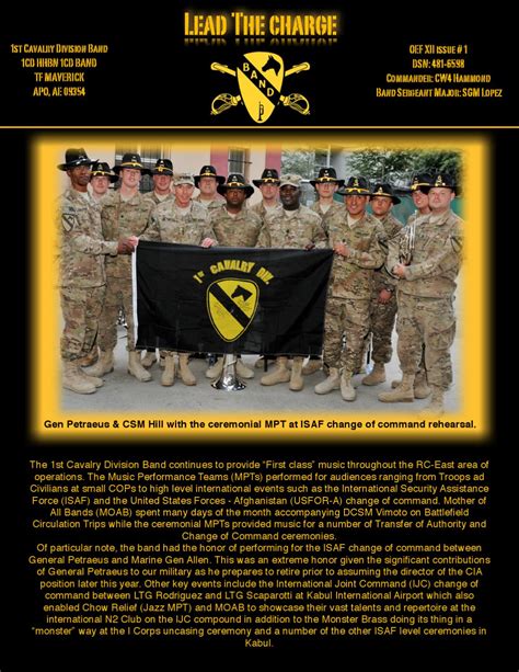1st Cavalry Division Band July Oef Newsletter By First Team Issuu