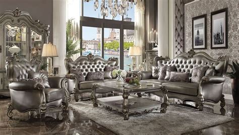 Acme 56820 Versailles Formal Living Room Set In Platinum Dallas