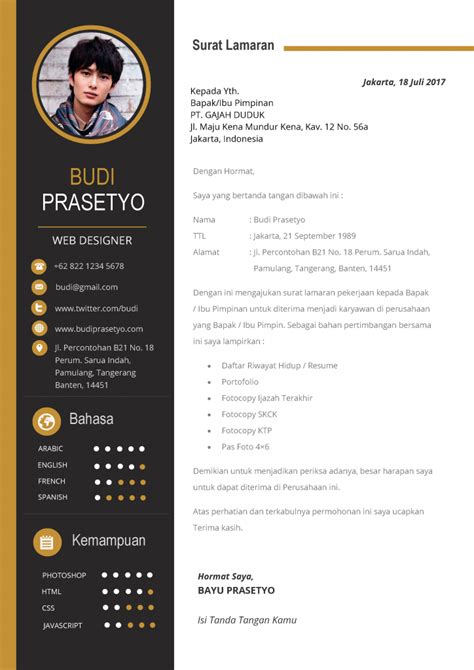 Contoh CV Surat Lamaran Kerja Menarik Kreatif | Republik SEO