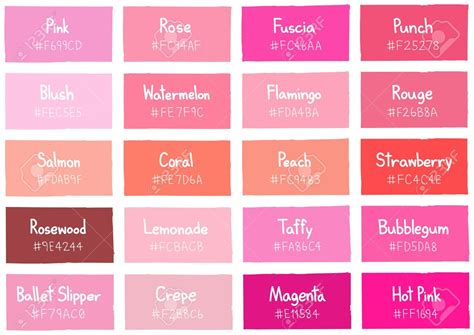 Imagen Relacionada Pink Color Chart Color Names Chart Color Palette