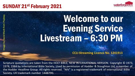 Evening Service Sunday 21st February 2021 Youtube