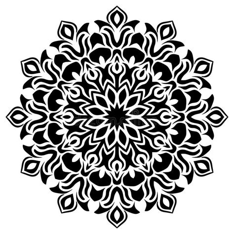 Black And White Floral Leaf Line Art Mandala Illustration Star Vector