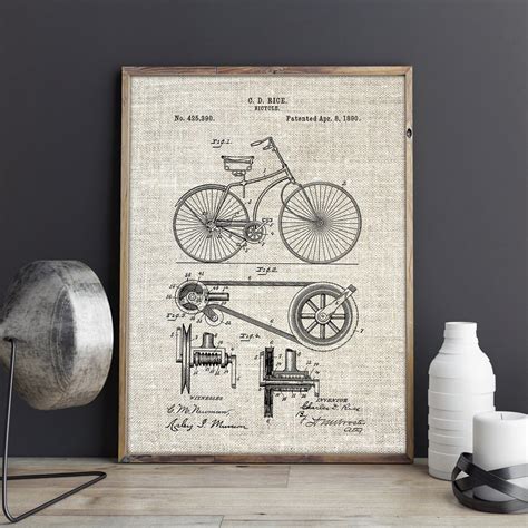 Bicycle Art Patent Print Cycling Art Vintage Bicycle Etsy