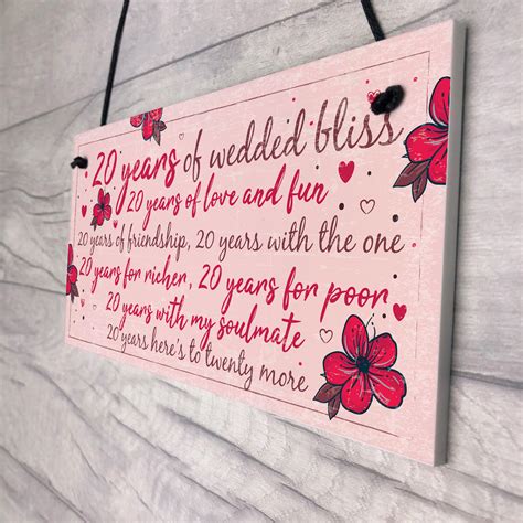 Perhaps a big celebration (read below!) is the way to go. 20th Wedding Anniversary Card Gift For Husband Wife Twenty ...