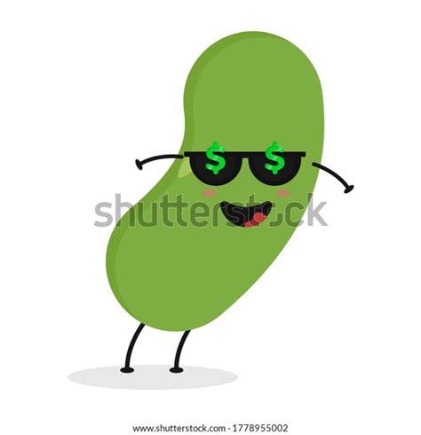 Cute Flat Cartoon Green Bean Illustration Stock Vector Royalty Free 1778955002 Shutterstock