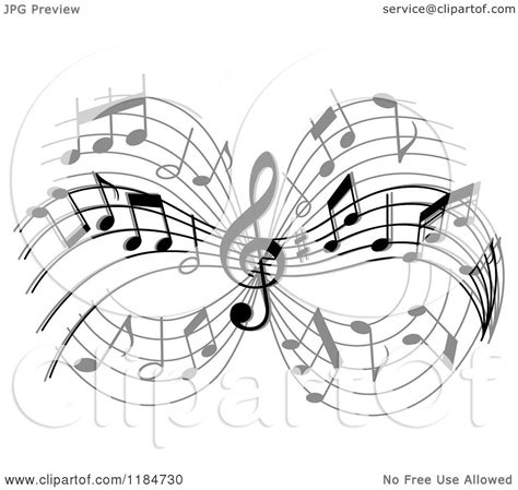 Clipart Of A Grayscale Design Of Music Notes Royalty Free Vector
