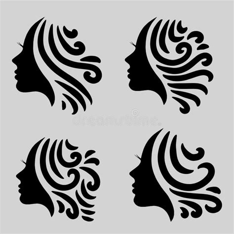 set of seamless hair beauty and spa salon silhouette logo stock vector illustration of design