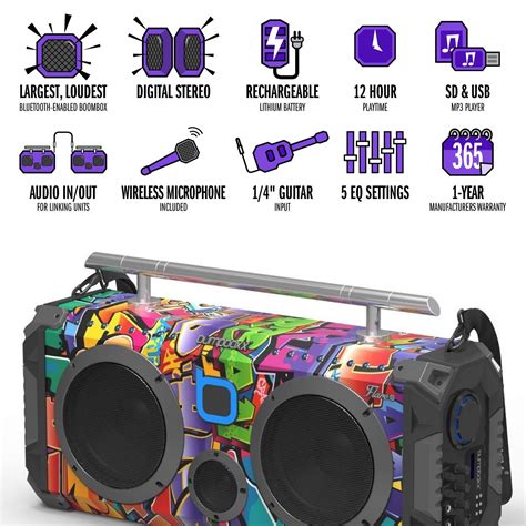 Gpo Brooklyn 1980s Style Portable Boombox Cd Player Cassette Player