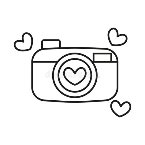 Camera With Hearts Sketch Illustration Element Of Wedding Icon For