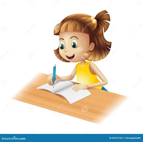 Cartoon Girl Writing Vector Illustration 70304344