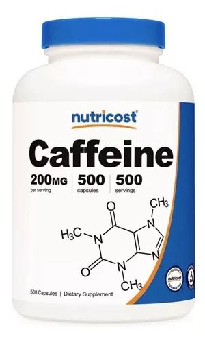 Pastillas De Cafeína Nutricost 200 Mg Por Porción500 Cáps Sabor Sin
