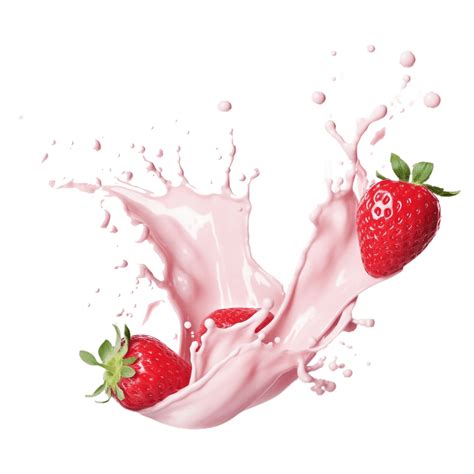 Strawberry Splash With Milk Or Yogurt On Transparent Background Png